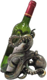 Pacific Giftware Rustic Silver Octopus Wine Holder 7.5 Inch Tall Tabletop Bar Counter Decorative Sculpture