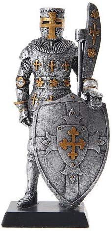 PTC 5 Inch Armored Medieval Knight with Large Shield Statue Figurine