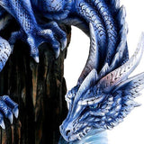Pacific Giftware Beautiful Large Blue Dragon Guardian Protecting Young Accent Table 28 Inch Glass Top