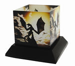 PTC 5 Inch Wyvern's Wake Silhouettes Square Candle Holder, Yellow