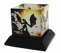 PTC 5 Inch Wyvern's Wake Silhouettes Square Candle Holder, Yellow