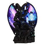 ABZ Brand Horned Devil Winged Gargoyle Crystal Ball Fiber Optic Statue Figurine Sculpture