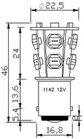 RV & CAR LED BULB TYPE 2.5 WATT HIGH POWER BAYONET DOUBLE CONTACT NON PARALLEL