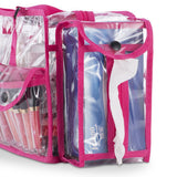 KIOTA Makeup Artist Storage Bag, Clear Cosmetic Bag with Side Pockets and Shoulder Strap, Ergonomic Handle, ON THE GO Series