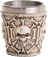 Novelty Decorative Ossuary Style Skull Skeletal Bones Shot Glasses Set of 2