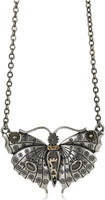 STEAMPUNK BUTTERFLY NECKLACE PENDANT PEWTER ALLOY