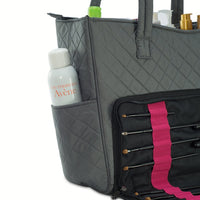 KIOTA Beauty Bag - Ideal for Bottles - Makeup Brush Storage Pocket and Outer Pockets - Quilted Finish Shoulder Bag Cosmetic Organizer