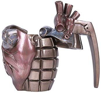ABZ Brand Steampunk Grenade Heart Shape Figurine Box