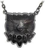 Masada Jewelry, USMC Logo with Skulls and Guns Pewter Pendant Necklace, Lead Free Alloy