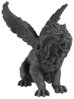 GOTHIC WINGED LION GARGOYLE ROARING STATUE FIGURINE WOW FAUX STONE