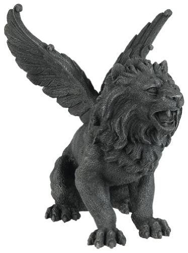 GOTHIC WINGED LION GARGOYLE ROARING STATUE FIGURINE WOW FAUX STONE