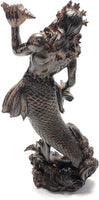 ABZ Brand Amazing Collection King of the Sea - Poseidon Neptune holding Conch Rising from the Sea Statue