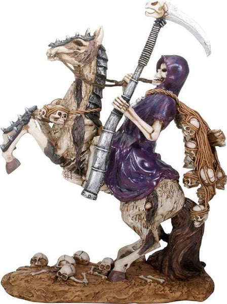 YTC Summit International Santa Muerte Saint Death Skeleton Grim Reaper in Purple Riding Horse Figurine
