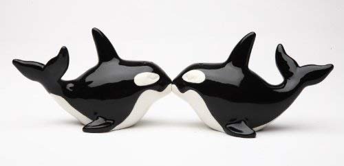 Shaker Orcas Magnetic Ceramic Salt and Pepper Shaker Set Home Kitchen Decor