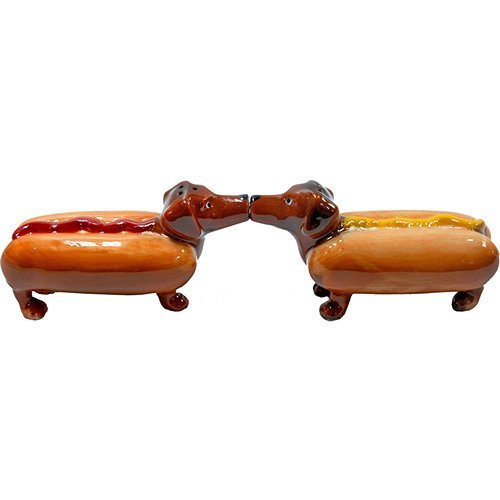 Happy Hot Dogs Daschund Salt and Pepper Shaker Set S/P