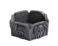 5.13 Inch Gargoyle Embellished Hand Painted Resin Ashtray, Gray