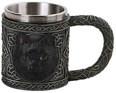PT Celtic Black Cat Drinkable Coffee Mug with Stainless Steel Inner
