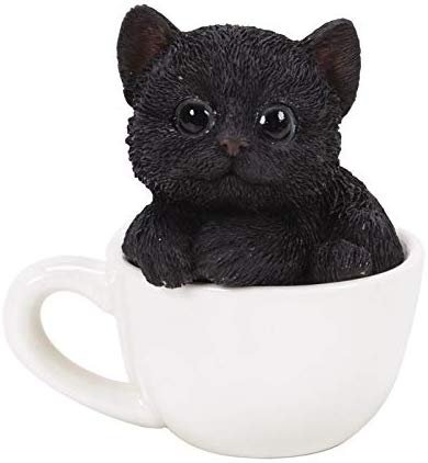 Pacific Giftware Black Mini Kitten Tea Cup Pal Statue Home Decor