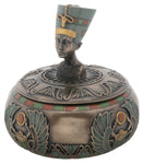 YTC 4 Inch Round Nefertiti Bust Box with Winged Scarab Engravings
