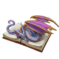 Book Wyrmill Dragon Text Book Statue by Amy Brown Studying Mystical Purple Drago