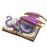 Book Wyrmill Dragon Text Book Statue by Amy Brown Studying Mystical Purple Drago