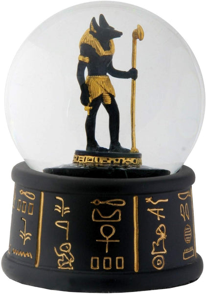 YTC 3.5 Inch Cold Cast Resin Egyptian Anubis Water Snow Globe Figurine