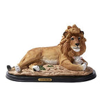 ABZ Brand Lion and The Lamb Religious Catholic Resin Statue with Wood Base Sculpture