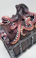 Decorative Davy Jones Locker Treasure Chest with Octopus Collectible Trinket Box 5 Inches W
