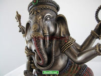 Dancing Ganesha on Lotus Collectible Hinduism Sculpture