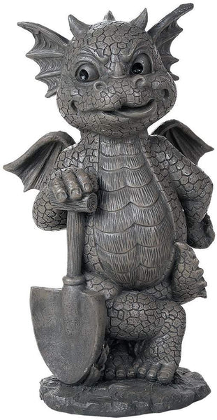 Pacific Giftware Garden Dragon Green Thumb Gardener Dragon Decorative Garden Accent Sculpture Stone Finish 10 Inch Tall