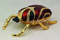 Brown Bug Jewel Studded Snap Closure Jewelry/Trinket Box Figurine