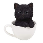 Pacific Giftware Black Kitten Tea Cup Pal Statue Home Decor