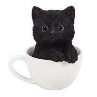 Pacific Giftware Black Kitten Tea Cup Pal Statue Home Decor