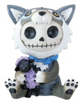 SUMMIT COLLECTION Furrybones Wolfgang Signature Skeleton in Wolf Costume Holding onto a Purple Sheep