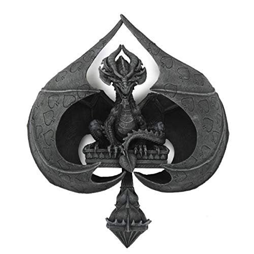 Pacific Giftware PT Winged Dragon Poker Card Spade Wall Mount Decorative Resin Figurine
