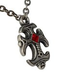 Masada Jewelry, Pewter Celtic Cross with Red Crystal Rhinestone Pendant Necklace