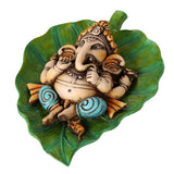 Pacific Giftware Lord Ganesha Laying On Peepal Banyan Leaf Supreme Hindu Deity Remover of Obstacles and Collectible Figurine (Color)