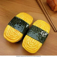 JAPANESE TAMAGO EGG CERAMIC MAGNETIC SALT PEPPER SHAKERS