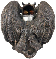 ABZ Brand Guardian Vampire Winged Red Eye Standing Gargoyle Candle Holder Statue Figurine Gothic Myth Fantasy Sculpture Decor