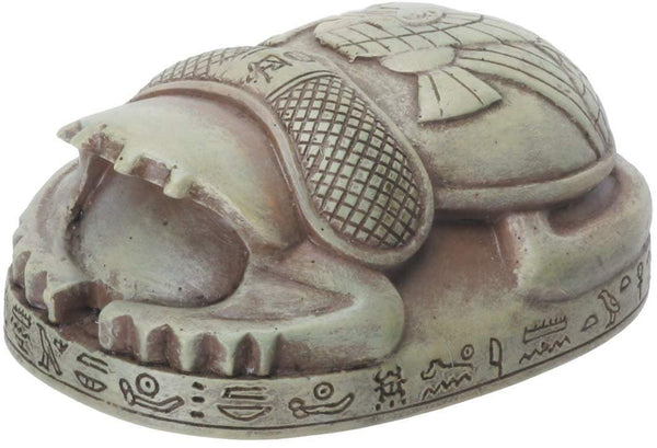 3 Inch Princess Scarab Figurine with Egyptian Engravings, Multicolor
