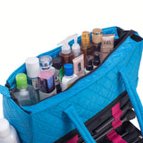 KIOTA Beauty Bag - Ideal for Bottles - Makeup Brush Storage Pocket and Outer Pockets - Quilted Finish Shoulder Bag Cosmetic Organizer