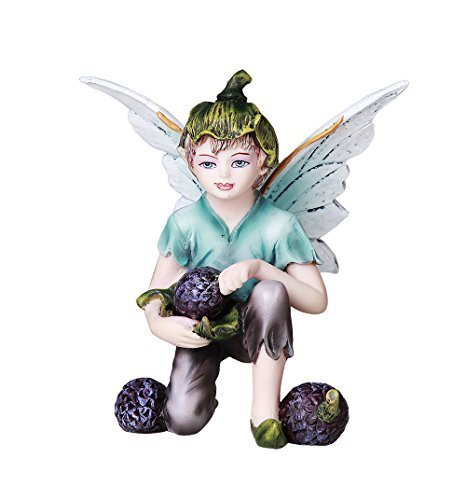 Pacific Giftware Fairy Garden Flower Boy Fairy with Blue Berries Decorative Mini Garden of Enchantment Figurine 3 Inch