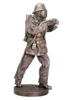 Heirloom-quality Statuette of Heroic Firefighter in full turnout gear using hose