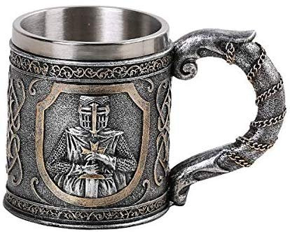 PT Medieval Knight Collectible Resin Figurine Drinkable Coffee Mug with Removable Stainless Steel Inner