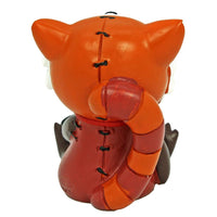 SUMMIT COLLECTION Furrybones Reddington Signature Skeleton in Red Panda Costume Holding a Black and White Panda Doll