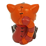 SUMMIT COLLECTION Furrybones Reddington Signature Skeleton in Red Panda Costume Holding a Black and White Panda Doll