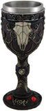 Goblets Southwest Bull Skull Brown And Gold Wine Goblet W/Stainless Steel Liner 3 X 7.75 X 3 Inches Brown