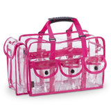 KIOTA Makeup Artist Storage Bag, Clear Cosmetic Bag with Side Pockets and Shoulder Strap, Ergonomic Handle, ON THE GO Series