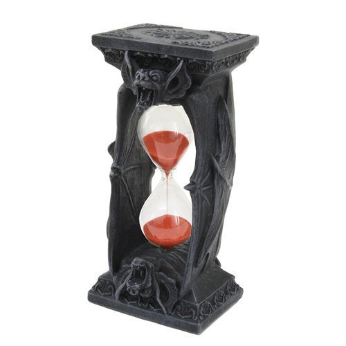 6.06 Inch Bat Wings Sand Timer Hourglass Resin Statue Figurine