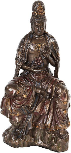 10.25 Inch Water and Moon Kwan Yin Hindu Resin Statue Figurine